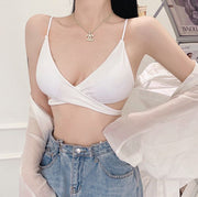 ハーフトップブラ ブラジャー レディース インナー 下着 ハーフキャミ 見せブラ 三角ブラ 3／4カップ 無地 クロス セクシー