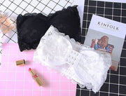 ストラップレスブラ チューブトップ レディース ブラジャー 下着 カップ付きインナー ベアトップブラ ノンワイヤー 花柄レース