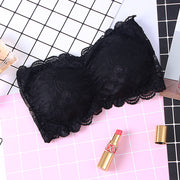 ストラップレスブラ チューブトップ レディース ブラジャー 下着 カップ付きインナー ベアトップブラ ノンワイヤー 花柄レース
