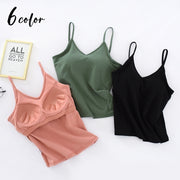 ブラトップ カップ付きインナー キャミソール レディース 女性 下着 肌着 ノンワイヤー Vネック スポーツブラ シンプル 無地 単色 カジュアル デイリー 普段使い ヨガ フィットネス トレーニング おしゃれ 婦人用