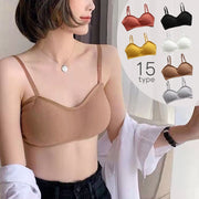 ノンワイヤーブラジャー 三角ブラ レディース 3／4カップ 下着 インナー カップ付き リブ ナイトブラ ストレスフリー シンプル 無地 シンプル 美背中 バックシャン ブラック 黒 ホワイト 白 グレー かぶるタイプ