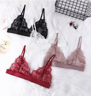 三角ブラ ノンパテッドブラジャー 単品 1枚 レディース 女性 婦人 インナー ノンワイヤー パット無し カップ無し ノンパッド フラワー 花 透け感 シースルー セクシー エレガント 綺麗 可愛い おしゃれ 大人女子