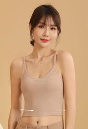 ブラトップ キャミソール カップ付き レディース 女性 婦人 インナー 下着 大きいサイズ トップス ショート丈 リブ 無地 単色 ブラック ホワイト かわいい おしゃれ シンプル カジュアル 長さ調節可能