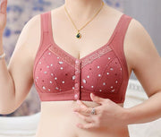 フルカップブラ ノンワイヤーブラ ショーツセット レディース 女性 ブラジャー ショーツ インナー 下着 前開き スナップボタン ボタン 花柄 おしゃれ かわいい リラックス