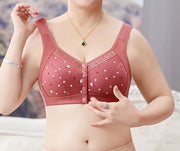 フルカップブラ ノンワイヤーブラ ショーツセット レディース 女性 ブラジャー ショーツ インナー 下着 前開き スナップボタン ボタン 花柄 おしゃれ かわいい リラックス