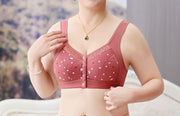 フルカップブラ ノンワイヤーブラ ショーツセット レディース 女性 ブラジャー ショーツ インナー 下着 前開き スナップボタン ボタン 花柄 おしゃれ かわいい リラックス