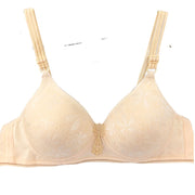 フルカップブラ ブラジャー レディース 女性用下着 単品 花柄 フラワー チャーム付き 2段ホック Bカップ かわいい おしゃれ 単色 インナー ベージュ ブラック 黒