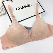 フルカップブラ ブラジャー レディース 女性用下着 単品 花柄 フラワー チャーム付き 2段ホック Bカップ かわいい おしゃれ 単色 インナー ベージュ ブラック 黒