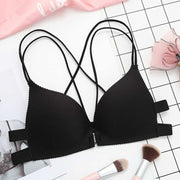 ノンワイヤーブラ シームレス フロントホック 前ホック レディース 女性 ブラジャー ブラ シームレスブラ 下着 インナー ダブルストラップ シンプル 無地 婦人 ナイトブラ 見せブラ 背中 バックシャン