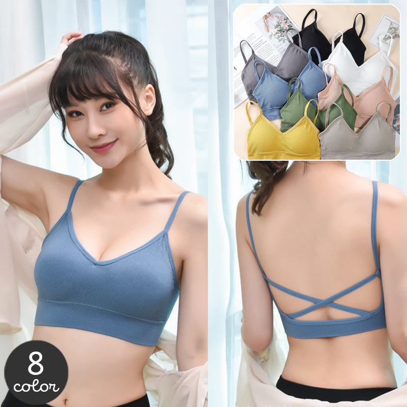 ノンワイヤーブラジャー ブラジャー ハーフトップブラ レディース 女性 下着 肌着 バッククロス リブ 無地 単色 カジュアル デイリー 普段使い リラックスタイム おしゃれ かわいい 婦人用