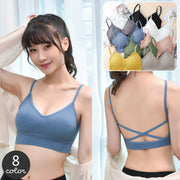 ノンワイヤーブラジャー ブラジャー ハーフトップブラ レディース 女性 下着 肌着 バッククロス リブ 無地 単色 カジュアル デイリー 普段使い リラックスタイム おしゃれ かわいい 婦人用