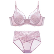 ブラジャー ショーツ セット フルカップブラ シースルー ワイヤーブラ スタンダードショーツ 下着 女性用 レディース 婦人 レース 透け感 メッシュ 背中ホック おしゃれ かわいい