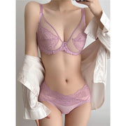 ブラジャー ショーツ セット フルカップブラ シースルー ワイヤーブラ スタンダードショーツ 下着 女性用 レディース 婦人 レース 透け感 メッシュ 背中ホック おしゃれ かわいい