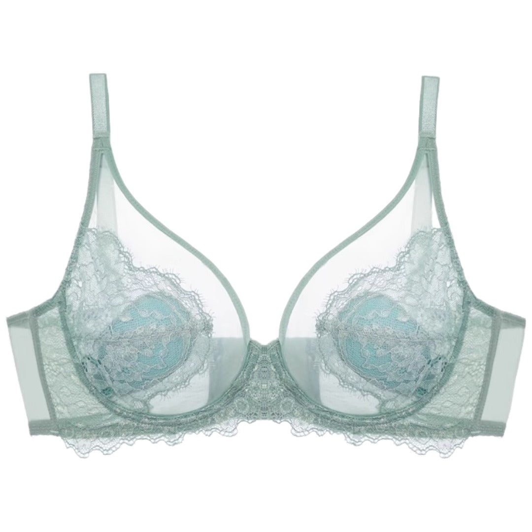 ブラジャー フルカップブラ シースルー ワイヤーブラ 下着 女性用 ブルーグリーン バリエーション画像