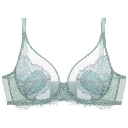 ブラジャー フルカップブラ シースルー ワイヤーブラ 下着 女性用 ブルーグリーン バリエーション画像