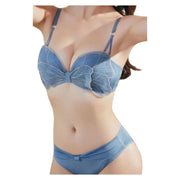 ブラジャー ショーツ 上下セット レディース ストラップレス ノンワイヤー 下厚パッド セット 2WAY 3／4カップ レース 下着 蝶 可愛い 小胸さん向け 大人かわいい 肩紐なし デート