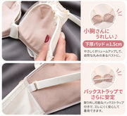ブラジャー ショーツ 上下セット レディース ストラップレス ノンワイヤー 下厚パッド セット 2WAY 3／4カップ レース 下着 蝶 可愛い 小胸さん向け 大人かわいい 肩紐なし デート