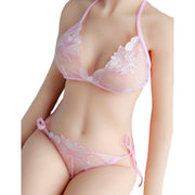 ブラジャー ショーツ 上下セット セクシーランジェリー レディース 女性用 下着 インナー 三角ブラ Tバック 紐パン 総レース シースルー 透け感 フラワー 可愛い おしゃれ SEXY 大人女子