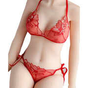 ブラジャー ショーツ 上下セット セクシーランジェリー レディース 女性用 下着 インナー 三角ブラ Tバック 紐パン 総レース シースルー 透け感 フラワー 可愛い おしゃれ SEXY 大人女子