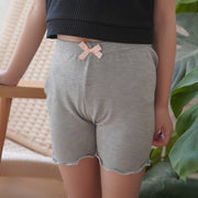 ペチパンツ オーバーパンツ タップパンツ キッズ ジュニア 子供用 女の子 インナー 3分丈 チラ見え防止 透け防止 無地 メロウフリル リボン シンプル かわいい