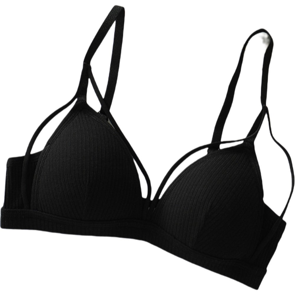 ノンワイヤーブラ ブラジャー レディース インナー 女性用 下着 フルカップ リブ 3列 2段ホック シンプル 無地 婦人用 ナチュラル