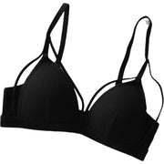ノンワイヤーブラ ブラジャー レディース インナー 女性用 下着 フルカップ リブ 3列 2段ホック シンプル 無地 婦人用 ナチュラル