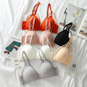 ノンワイヤーブラ ブラジャー レディース インナー 女性用 下着 フルカップ リブ 3列 2段ホック シンプル 無地 婦人用 ナチュラル