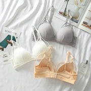 ノンワイヤーブラ ブラジャー レディース インナー 女性用 下着 フルカップ リブ 3列 2段ホック シンプル 無地 婦人用 ナチュラル