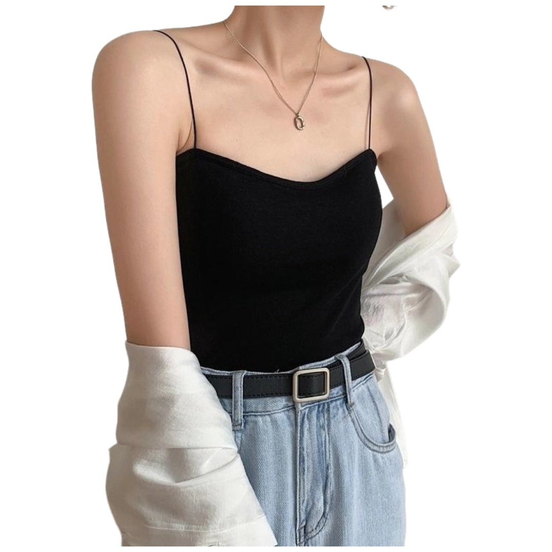 キャミソール ブラトップ カップ付きキャミ レディース 女性 下着 インナー トップス ノースリーブ スパゲティストラップ プルオーバー 無地 ブラック ホワイト グレー フェミニン カジュアル 可愛い キュート シンプル おしゃれ 春 夏