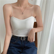 キャミソール ブラトップ カップ付きキャミ レディース 女性 下着 インナー トップス ノースリーブ スパゲティストラップ プルオーバー 無地 ブラック ホワイト グレー フェミニン カジュアル 可愛い キュート シンプル おしゃれ 春 夏
