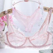 ブラジャー ショーツ 2点セット 上下セット パンツ レディース 女性用 下着 インナー 3/4カップ シースルー 透け感 総レース 肩紐調節可能 おしゃれ セクシー