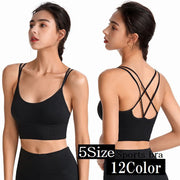 スポーツウェア トップス フィットネスウェア ヨガウェア ジムウェア レディース 女性 パット付き フィットネス トレーニング バッククロス 単色 無地 おしゃれ かわいい 大きいサイズ ノンワイヤー スポーツブラ スポブラ