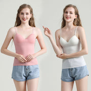 ブラトップ カップ付きインナー キャミソール レディース 下着 肌着 Vネック ブラ一体型 ブラキャミ 楽ちん 婦人服 ノンワイヤー 無地 シンプル ソリッドカラー スリムライン プルオーバー ストレスフリー 女性 黒 白