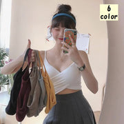 ブラトップ カップ付き キャミソール ノンワイヤー レディース 女性 婦人 トップス 肌着 下着 インナー Vネック パッド ショート丈 無地 単色 シンプル かわいい おしゃれ カジュアル