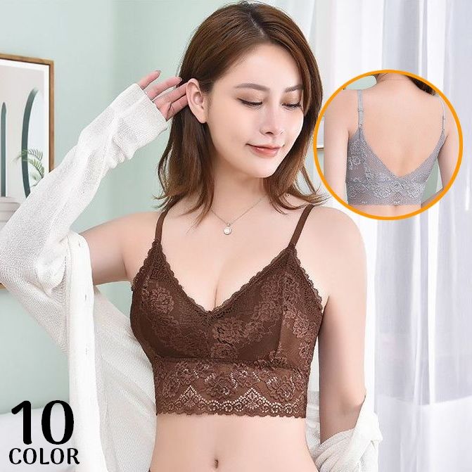 ブラジャー レディース下着 花柄レース カップ付きインナー ノンワイヤー フルカップ シースルー 透け感 セクシー 美胸 美背中