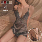 ベビードール スリップ レディース ランジェリー インナー 肌着 女性用 ミニ丈 Vネック クロスバック レース 透け感 シルク調 婦人用 セクシー おしゃれ