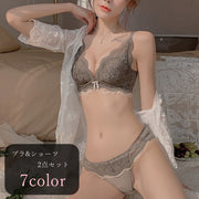 ブラジャー スタンダードショーツ パンツ 2点セット 上下セット レディース 女性 下着 インナー フルカップブラ 三段ホック 幅広 レース リボン 花柄 ブラック ホワイト セクシー かわいい キュート