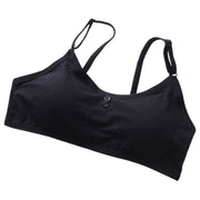 ジュニアブラ キッズブラ ブラジャー 単品 1枚 2ホック 3段階調整 後ろホック カップ付き ノンワイヤー 子供用 中学生 小学生 高学年 インナー 下着 飾りボタン フラワー 花 シンプル 無地 単色 ソリッドカラー 女の子 女子 ガール ホワイト ブラック グレー ブルー ピンク ベージュ 白 黒