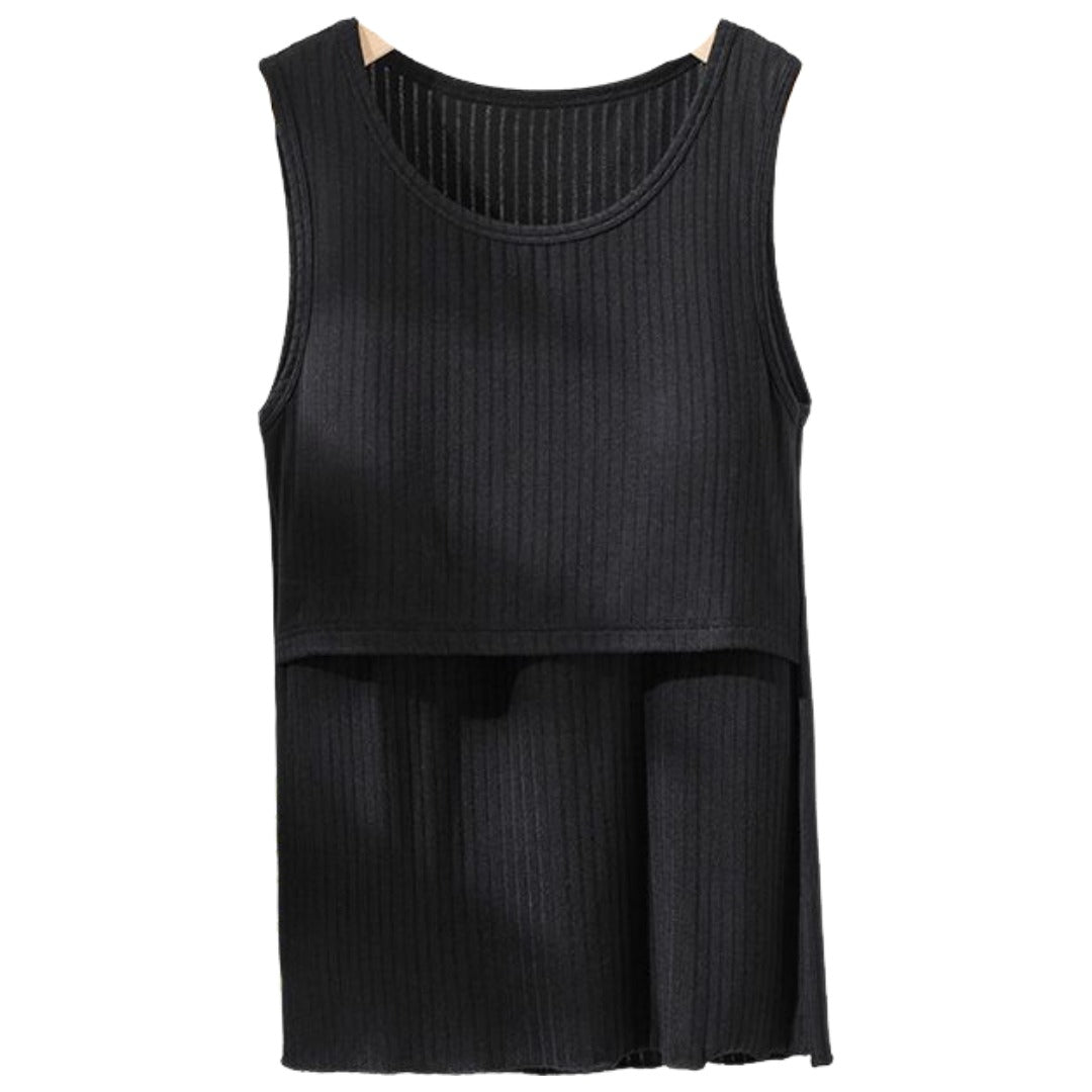 授乳肌着 マタニティインナー パッド付 カップ付 タンクトップ ブラトップ レディース スリップ インナー 下着 リブ 無地 マタニティママ アンダーウエア