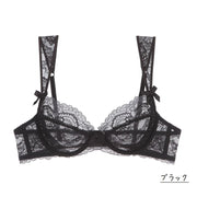ブラ＆ショーツセット 2点セット レディース 女性 シースルー レース 3/4カップ パープル ブラック レッド ヒップハンガー パンツ パンティー インナー 下着 透け感 セクシー 可愛い 大人