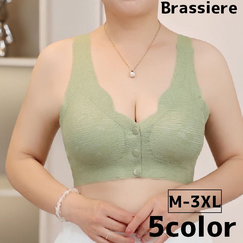 フルカップブラ ブラジャー 下着 インナー 前開き ボタン スナップボタン レディース 女性 大きいサイズ ノンワイヤー 通気性 シンプル カジュアル 簡単着脱
