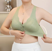 フルカップブラ ブラジャー 下着 インナー 前開き ボタン スナップボタン レディース 女性 大きいサイズ ノンワイヤー 通気性 シンプル カジュアル 簡単着脱