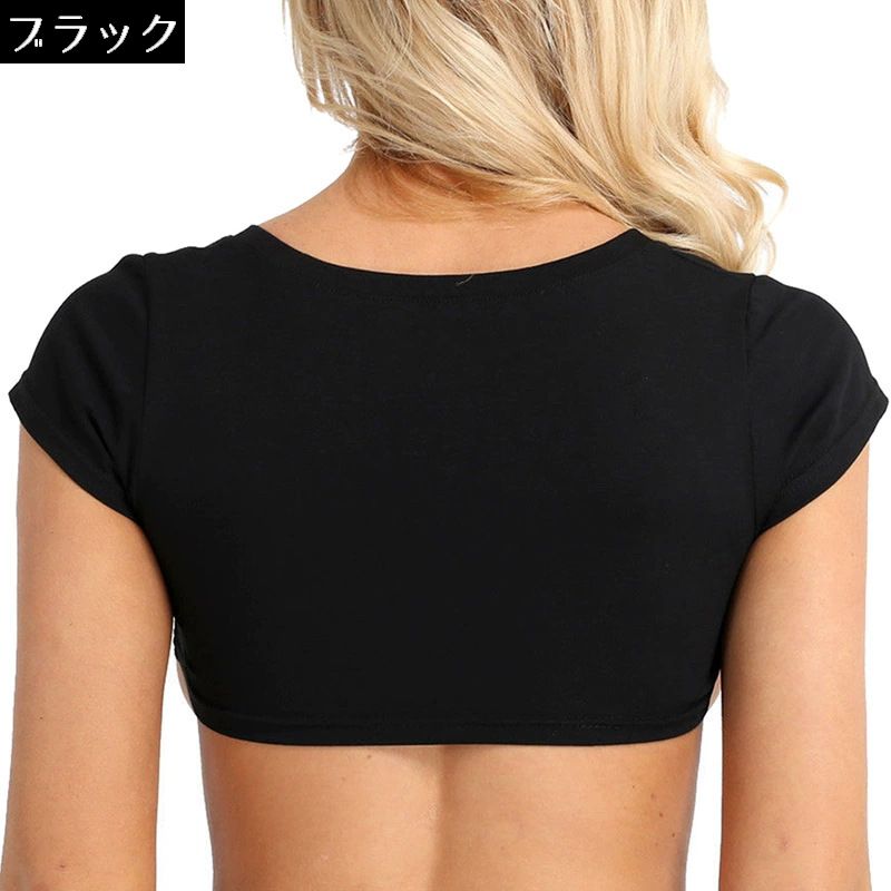 シャツ レディース 女性 半袖Tシャツ 超ショート丈 Uネック 商品画像3