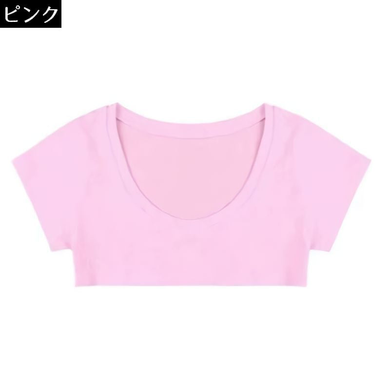 シャツ レディース 女性 半袖Tシャツ 超ショート丈 Uネック 商品画像5