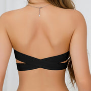 ストラップレスブラ ノンワイヤーブラ レディース 女性 インナー ブラジャー 下着 バッククロス サイドホック 肩ひもなし 無地 シンプル 婦人