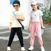 ロングパンツ ハーフパンツ 長ズボン 半ズボン ボトムス キッズ ジュニア 男の子 女の子 冷感 涼しい 虫除け ウエスト紐 ライン入り 無地 ツートンカラー 単色 シンプル カジュアル 部屋着 子供服 子供用 100cm 110cm 120cm 130cm 140cm 150cm