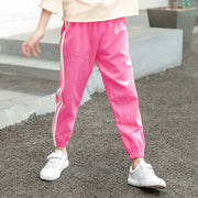 ロングパンツ ハーフパンツ 長ズボン 半ズボン ボトムス キッズ ジュニア 男の子 女の子 冷感 涼しい 虫除け ウエスト紐 ライン入り 無地 ツートンカラー 単色 シンプル カジュアル 部屋着 子供服 子供用 100cm 110cm 120cm 130cm 140cm 150cm