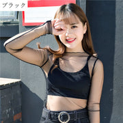 カットソー シースルー 長袖 透け感 薄手 トップス ボトルネック ハイネック セクシー パーティー おしゃれ デザイン豊富 雪の結晶 ドット ストライプ スター