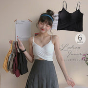ブラトップ キャミソール レディース 女性用 インナー ショート丈 クロップド丈 短め リブ 無地 Vネック クロス おしゃれ カジュアル
