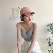 ブラトップ キャミソール レディース 女性用 インナー ショート丈 クロップド丈 短め リブ 無地 Vネック クロス おしゃれ カジュアル